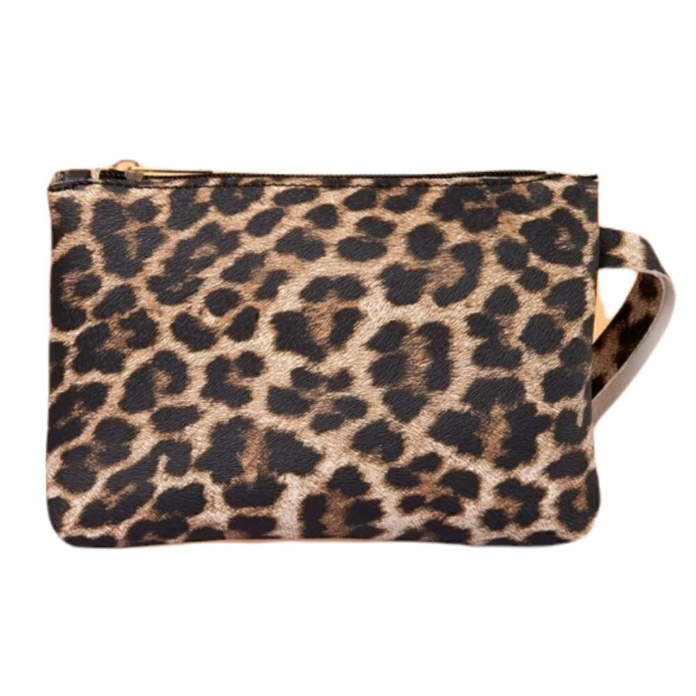 Brown, Black & Tan Leopard Animal Print Clutch Wristlet Handbag - Picture 2 of 5